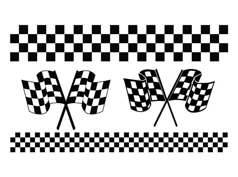 Three Checkered Flags Are Shown In Black And White