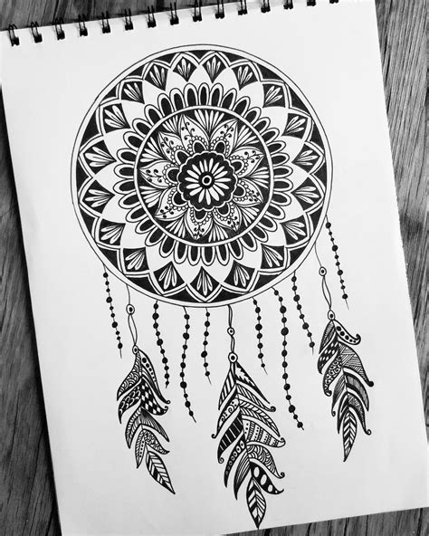 Dreamcatcher Doodle Mandala Art Therapy Pen Art Work Boho Art Drawings