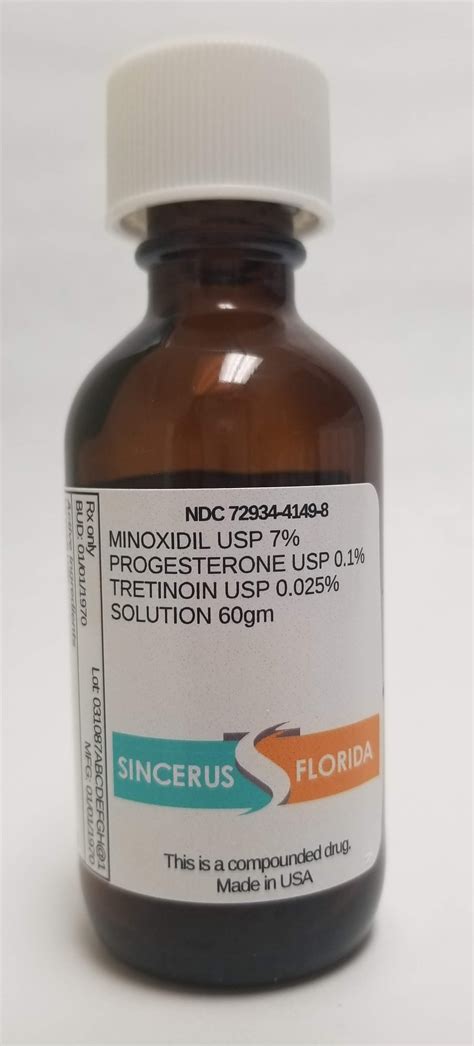 Przygotowano 0 1 Molowy Roztwór Kwasu Fluorowodorowego - MINOXIDIL 7% / PROGESTERONE 0.1% / TRETINOIN 0.025% (Sincerus Florida