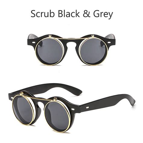 Cheap Mens Vintage Steampunk Goggles Unisex Classic Glasses Womens Retro Eyewear Flip Up Round