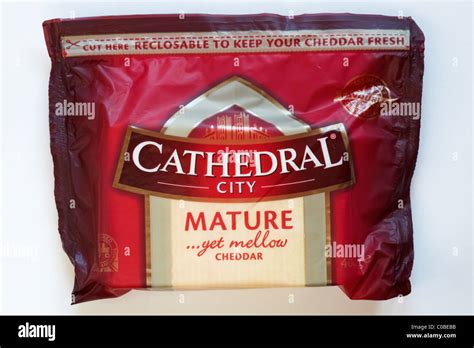 Packet Of Cathedral City Mature Yet Mellow Cheddar Cheese Isolated On