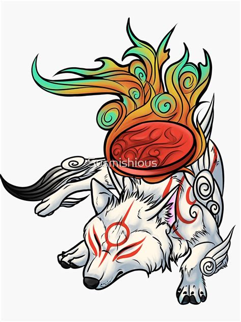 Okami Amaterasu Rests Sticker By Susmishious Redbubble