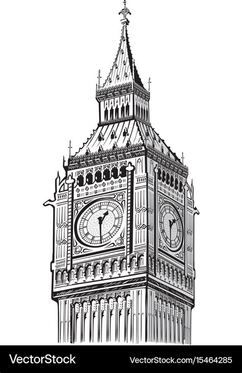 Detail Big Ben Tower London Symbol England Vector Image