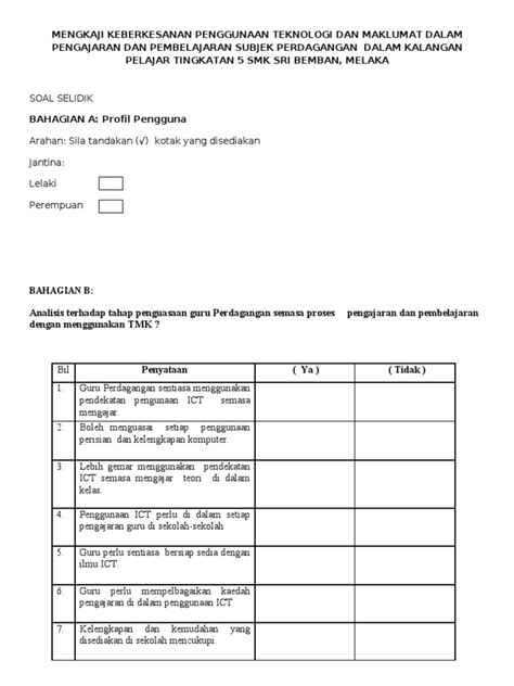 Dalam praktik pembelajaran jarak jauh, guru perlu menguasai pengetahuan pedagogi, pengetahuan konten, dan pengetahuan teknologi. Borang Soal Selidik Penggunaan Ict Dalam Pengajaran Dan ...