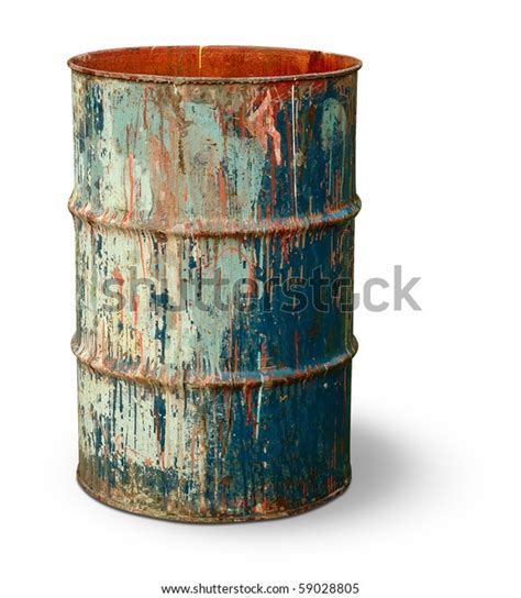 Old Rusty Metal Barrel Covered Multicolored Stock Photo Edit Now 59028805