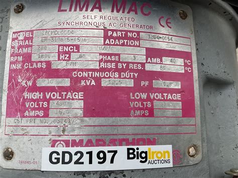 Lima Mac 10kw Self Regulated Synchronous Ac Generator Bigiron Auctions
