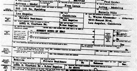 Polanski's wife murdered by manson family: The gallery for --> Dorothy Stratten Autopsy Report