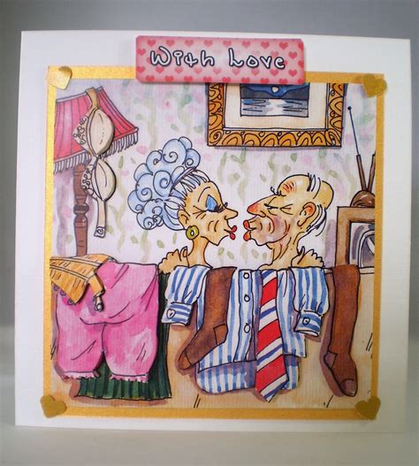 Handmade Humorous Anniversary Card Old Couple Kissing Etsy