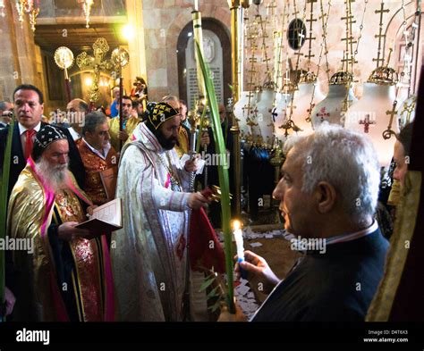 Palm Sunday Celebration Inside The Church Of The Holy Sepulchre In