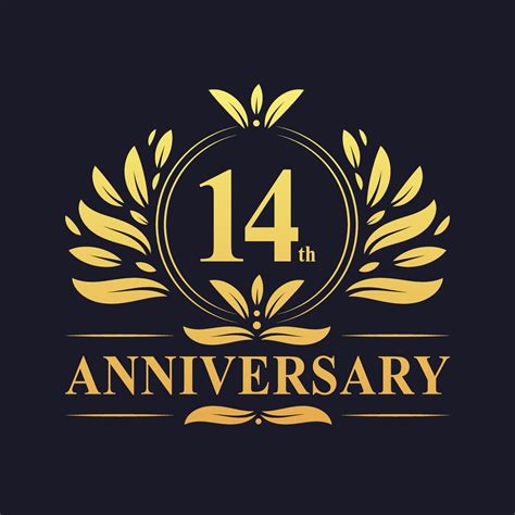 14th Anniversary Design Luxurious Golden Color 14 Years Anniversary