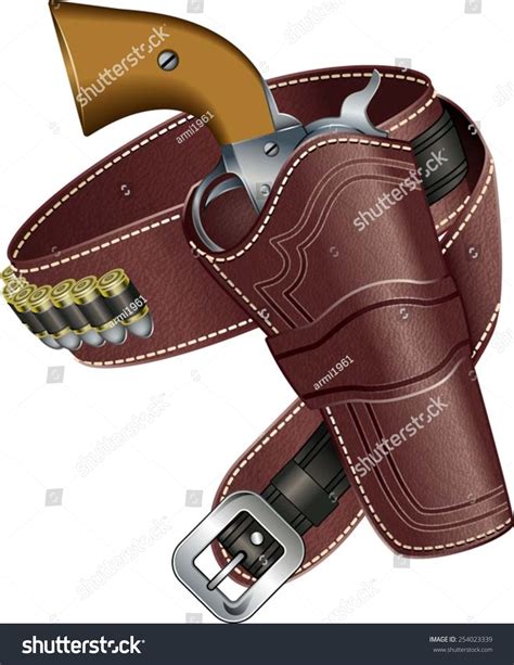 Revolver In Gun Holster Stock Vector Illustration 254023339 Shutterstock