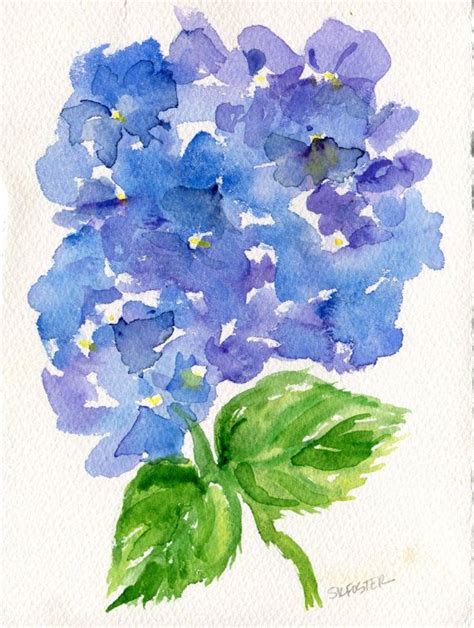 Purple And Blue Hydrangeas Watercolor Painting Original 5 X 7 Etsy