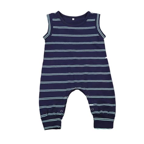 Newborn Baby Boy Stripes Vest Rompers Cotton Summer Sleeveless Romper