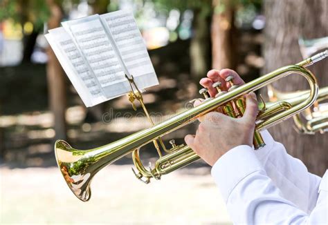Military Brass Band Musician With Trumpet Stock Photo Image Of Note