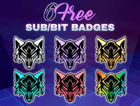 6х FREE Wolf Sub Badges for Twitch Stream Bit badges by Oksana qoqsik