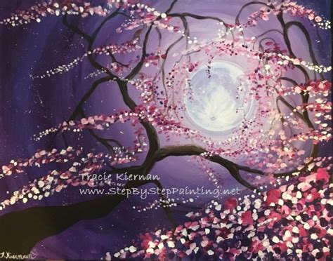 Painting a cherry blossom tree with acrylics and cotton swabs! Cherry Blossom Tree Painting - Step By Step Painting For Beginners