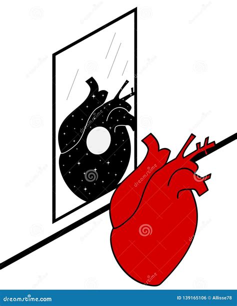 Human Heart Looking Itself In The Mirror Concept Vector Illustration Stock Vector Illustration