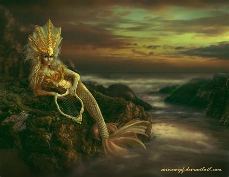 Sunset Mermaid Golden Version By Annewipf On Deviantart