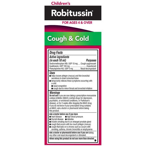 Childrens Robitussin Cf Grape Flavor Cough And Cold Non Drowsy Liquid 4