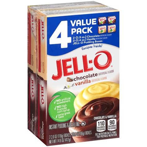 Jell O Chocolate And Vanilla Instant Pudding Mix 4 Ct 140 Oz Box