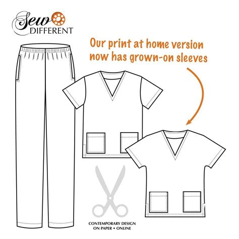 Scrubs Paper Pattern Not For Profit Sew Different Scrubs Pattern Shirt Sewing Pattern T