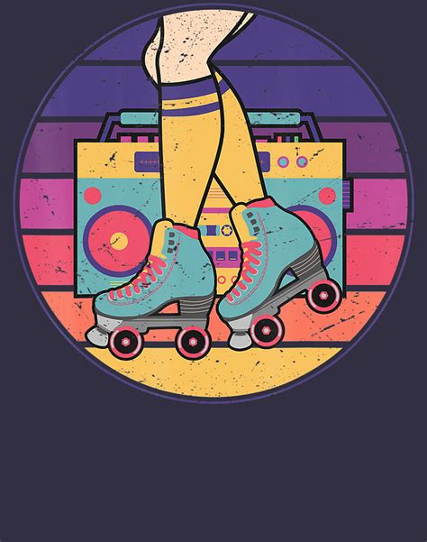 Roller Girl Skate Radio Skater Skating Disco Retro 70s 80s Digital Art