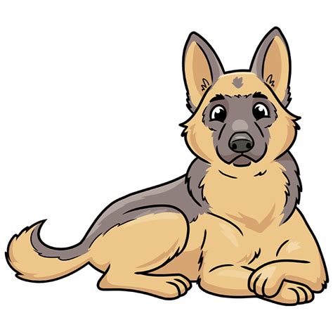 How To Draw A Cute German Shepherd Dog