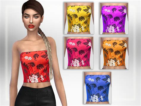 Floral Tube Top By Puresim At Tsr Sims 4 Updates