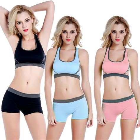 women sport sets sportswear yoga top sports bra vest shorts set seamless running fitness gym