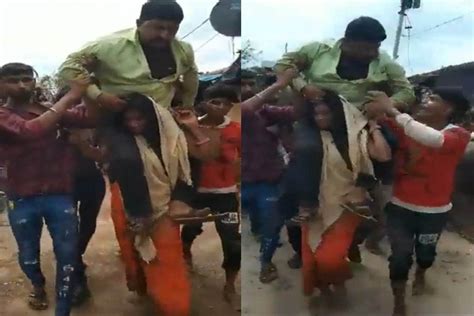 Tribal Woman Semi Stripped Forced To Carry Husband On Shoulders In Dewas Video Goes Viral