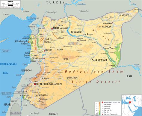 Physical Map Of Syria Ezilon Maps