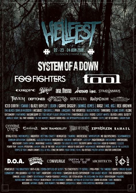 Your festival guide to hellfest 2018 with dates, tickets, lineup info, photos, news, and more. Poster Spotting: o.a. Foo Fighters op Hellfest 2018 poster ...