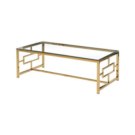 Yasmin Glass With Stainless Steel Rectangular 47 In Coffee Table Gold