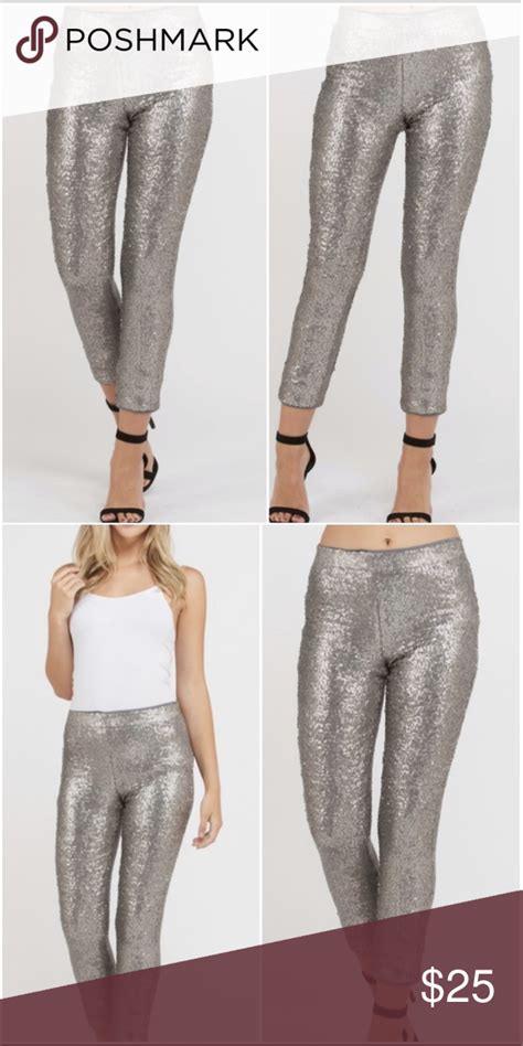 Silver Sequined Leggings Clothes Design Pants Design Pants For Women