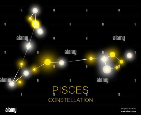 Constelación de Piscis Estrellas amarillas brillantes en el cielo nocturno Un cúmulo de