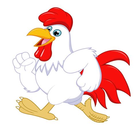 Top Funny Cartoon Red Chicken Hen Standing And Smiling