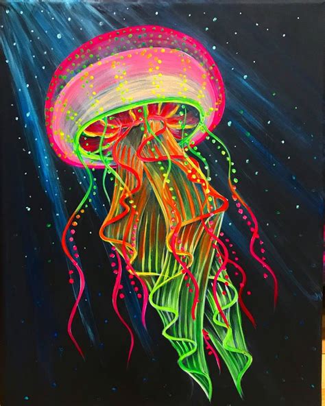 Funky Jellyfish Painting Etsy Jellyfish Painting Jellyfish Art Art