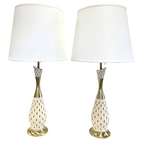 Pair Of Mid Century Modern Tall Sculptural Italian Table Lamps For Sale