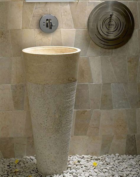 Free Standing Marble Pedestal Sink In Cream For The Bathroom Sussex