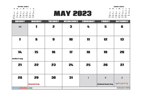 Free Editable May 2023 Printable Calendar 3 Month Calendar