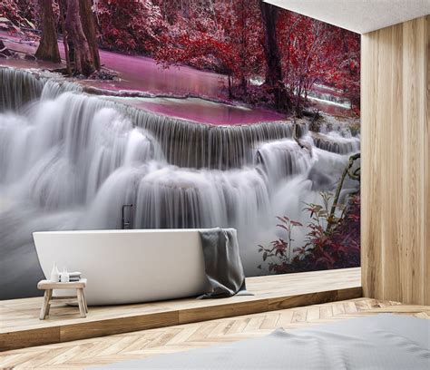 3d Waterfall Red 095 Wall Murals Aj Wallpaper