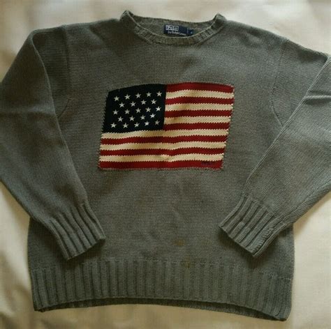 Polo Ralph Lauren Rrl Vintage Original Grey Usa Flag Gem