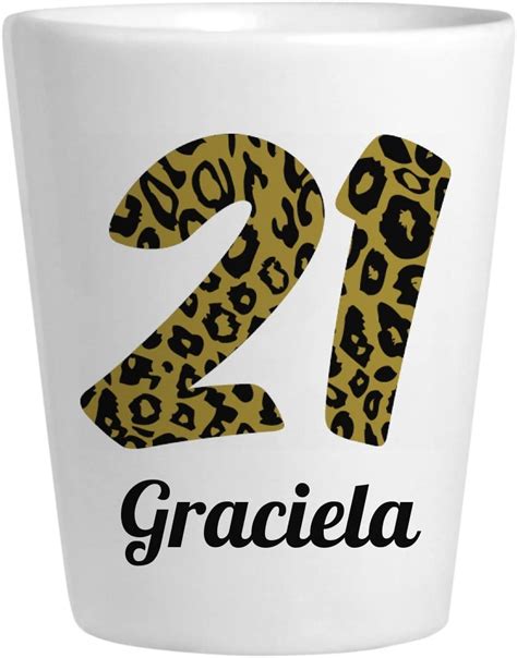 Cheetah 21st Birthday Girl Graciela Ceramic Shot Glass Shot Glasses