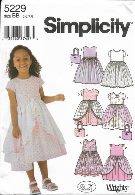Simplicity 5229 Wrights Child Dress Bag Purse Sewing Pattern Etsy