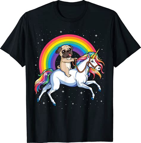 Pug Unicorn T Shirt Girls Kids Space Galaxy Rainbow