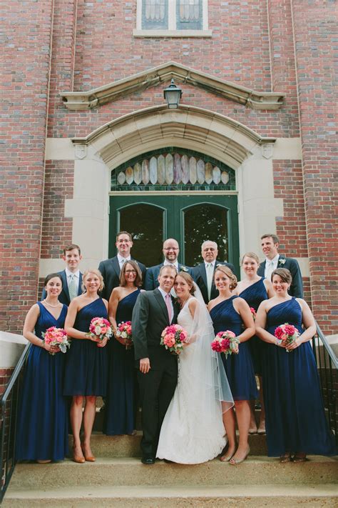 Navy And Coral Wedding Party