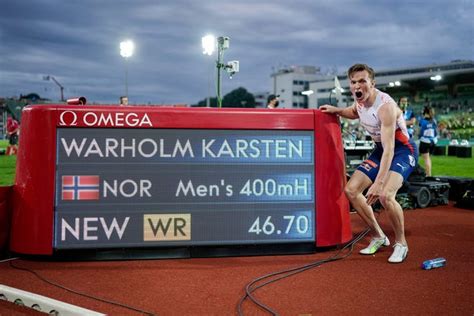 Karsten warholm (nor) after winning gold in the 400m hurdles. Karsten Warholm breaks men's 400 hurdles world record in ...