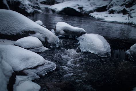 Free Images Water Nature Rock Snow Winter Stream Ice Weather