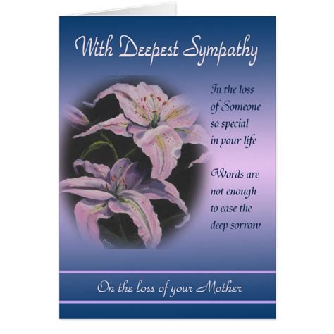 Sympathy card for loss of mother. Loss of Mother - With Deepest Sympathy Card | Zazzle