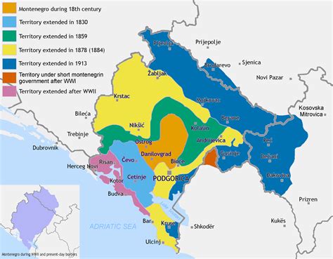 Montenegros Territorial Expansion From 1830 1944 Compared To Its